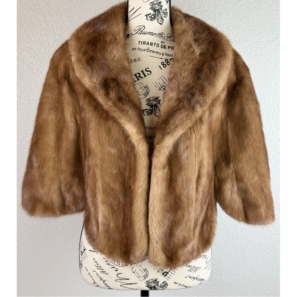 Vintagr Fur Morton’s 40s 50s 60s Luxury Brown Silky Lining Cape Jacket OS - Picture 5 of 12
